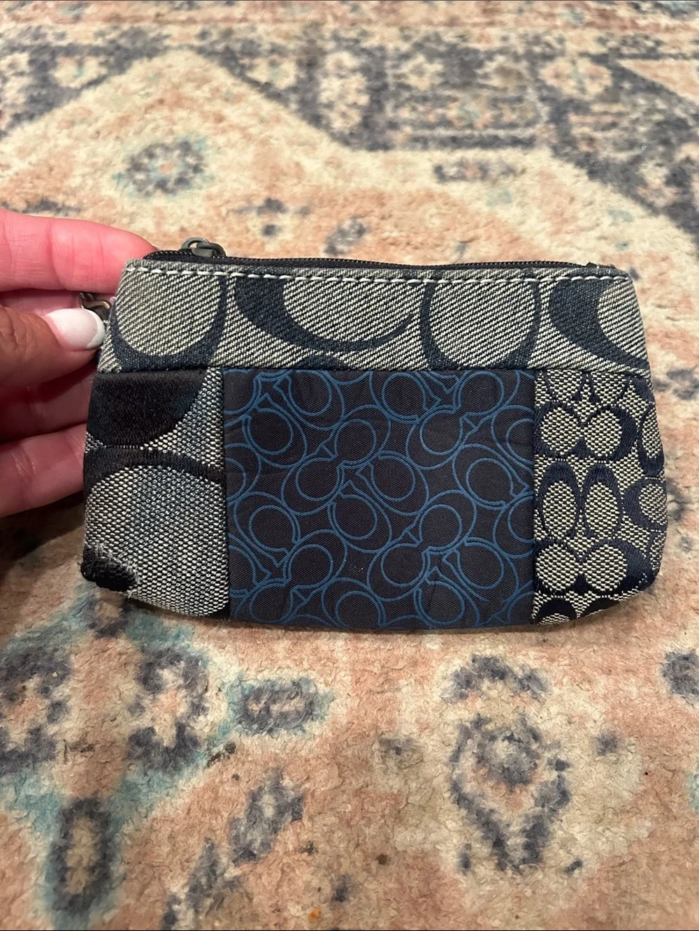 Y2K COACH Navy and Black Patterned Wristlet